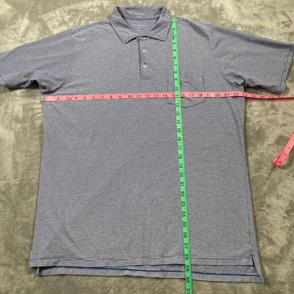 B Draddy Polo Shirt Mens Large Blue Stripe Golf Activewear Stretch Performance - Picture 9 of 10